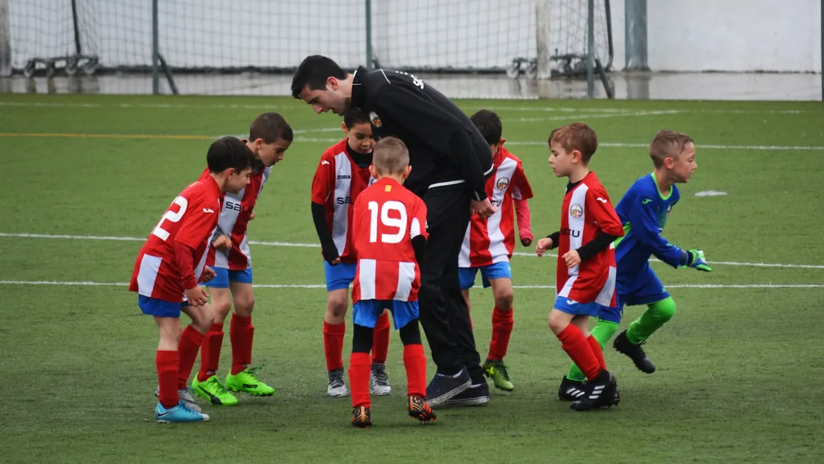 Youth soccer club on the pitch
